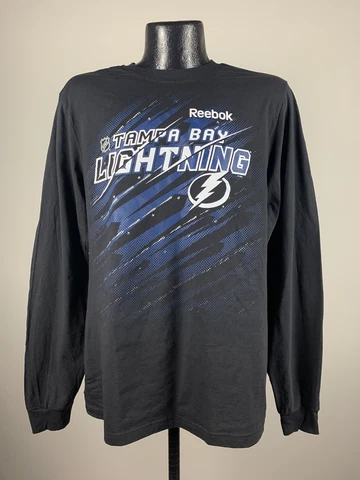 Men's Reebok Tampa Bay Lightning Black The New SLD Long Sleeve Shirt NWT Large Cover