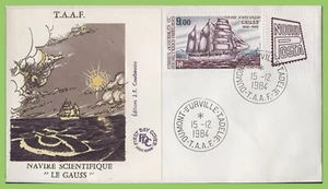 Französische Antarktis 1984 Wissenschaftsschiff Le Gauß' erster Tag Abdeckung - Bild 1 von 1