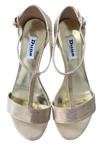 Dune London Kaira Strappy Sandal T-Strap Size 37/6 Gold - Picture 1 of 6