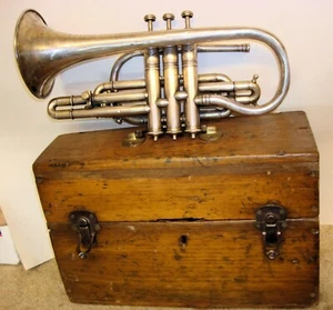 F. Jaubert & Cie. Imperial Lyon & Healy Sole Agents Cornet W/ Orig Wooden Case - Picture 1 of 17