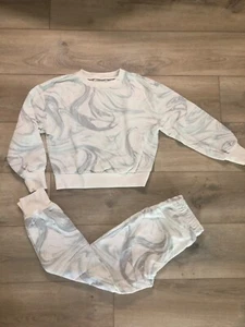 Gap Kids girl crewneck cropped sweatshirt & Jogger Set size 10Blue foam - Picture 1 of 4