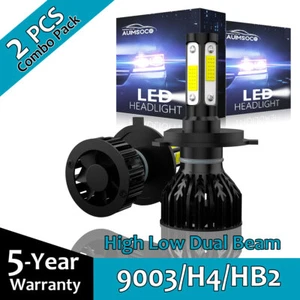 4-sides 9003 H4 HB2 LED Headlight Bulbs Kit High Low Beam 6500K 4500000LM Bright - Picture 1 of 11