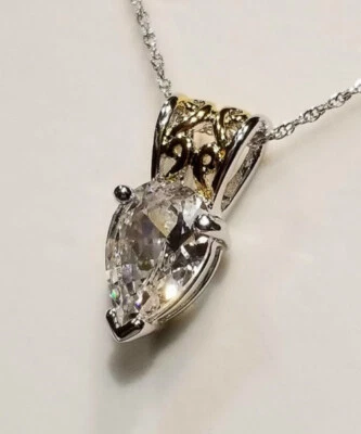 CLEARANCE! 4.00 Ct Pear cut SIM Moissanite Necklace Pendant Sterling Silver - Image 1 of 4