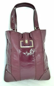 JILL STUART BURGANDY GENUINE LEATHER TOTE ORGANIZER / COMPUTER SHOULDER HANDBAG - Picture 1 of 12