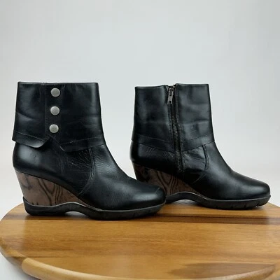 Mujer Sanita Maddox Negro Cuero Informal Cómodo Cuña Botines Talla EU 36 Foto 1 de 4