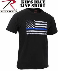 Camiseta THIN BLUE LINE para niños - Negro w Flag Graphic -ROTHCO 6869 - Imagen 1 de 10