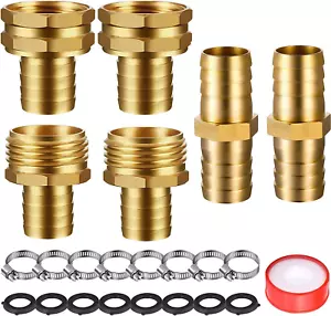 4 Set 3/4 Inch Solid Brass Garden Hose Connector Hose Mender, Water Hose Repair - Picture 1 of 12