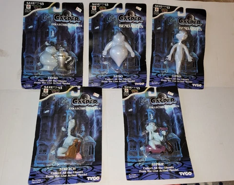 Vintage Casper Collectible Ghost Figures Stinkie Stretch Fatso 1995 Tyco MOC Cover