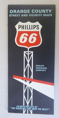 Mapa de carreteras del condado de Orange 1967 Phillips 66 petróleo gas Laguna Beach Santa Ana Foto 1 de 4