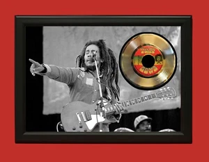 Bob Marley 2 Poster Art Wood Framed 45 Gold Record Display C3 - Picture 1 of 4