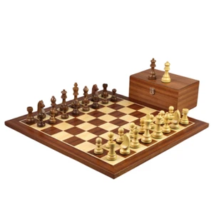 Mahogany Chess Set 21 Inch with Weighted Sheesham German Staunton Chess Pieces 3 - Picture 1 of 10
