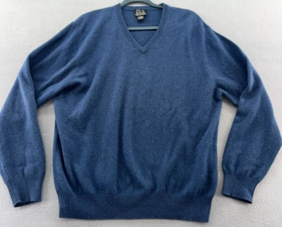 Jos A Bank Sweater Mens V Neck Cashmere Blue Long Sleeve Pullover - Image 1 of 4