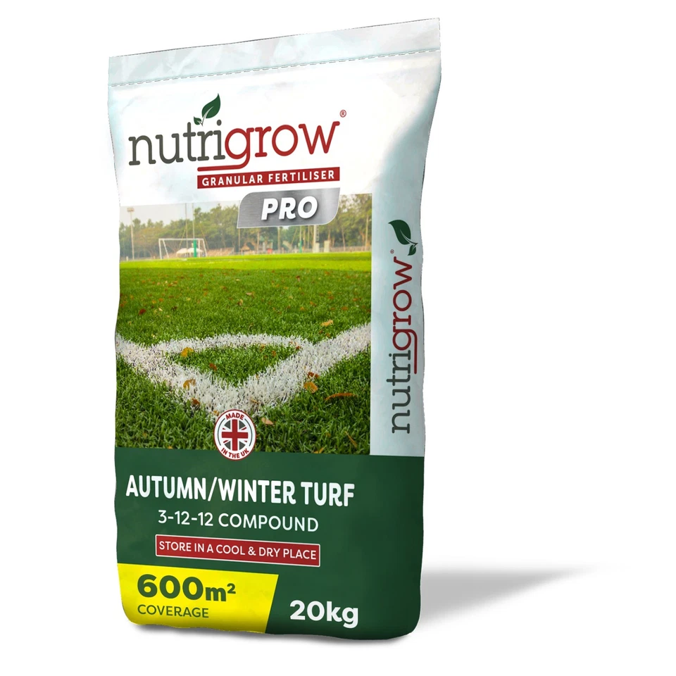 NUTRIGROW AUTUMN WINTER LAWN FERTILISER 3-12-12 MAKE GRASS GROW NITROGEN NPK 20KG 600m²