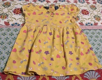 Vestido borboleta amarelo Honors 100% algodão feminino tamanho 18M - Imagem 1 de 4