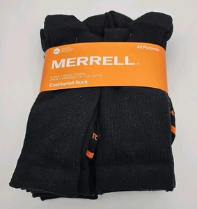 Calcetines acolchados Merrell para hombre 6 pares para zapatos talla 9-12 negros lisos nuevos - Imagen 1 de 5