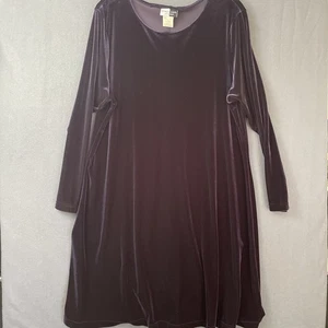 Swing Kleid Damen Langarm Lila Samt U-Ausschnitt Party sehr elegant - Bild 1 von 5