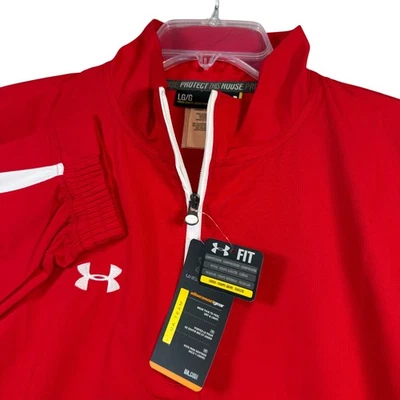NUEVA Chaqueta Under Armour Para Hombres Roja Calce Suelto Cuarto Cremallera Manga Larga Grande Foto 1 de 4