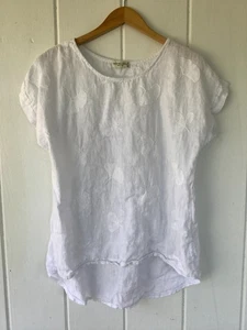 TERZO MILLENNIO ITALY - 100% LEINEN - Button Back Hi-Low Off White - Boho Beachy Gr. M - Bild 1 von 6