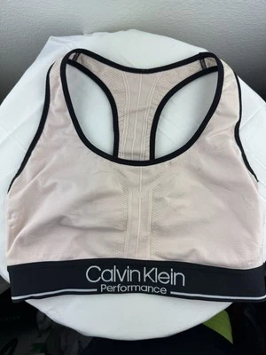 Calvin Klein Preformance Sports Bra Peach Lined In Black Size Medium - Image 1 of 3
