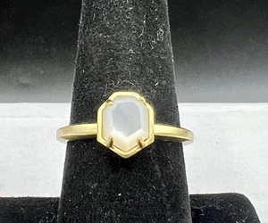 Designer Kendra Scott  Gold Tone Moonstone Ring Band Jewelry Size 8 - Picture 1 of 8