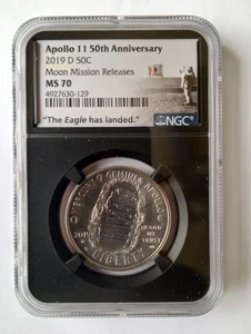 2019 D 50C Apollo 11 50th Anniversary Half Dollar NGC MS70  - Picture 1 of 4