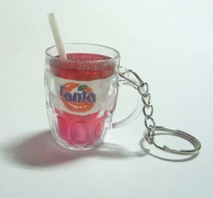 FANTA STRAWBERRY Glass Mug Handle Limited Edition KEYCHAIN Keyring Novelty Coke - Picture 1 of 9