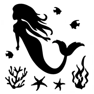 Wirklich tolle Schablonen, Unterwasser Meerjungfrau Schablone, 7x7", Sea Life, Fantasy, Koralle - Bild 1 von 2