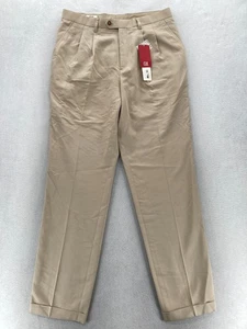 Cutter & Buck Khaki Pants Mens 36x36 Beige Pleated Straight Leg Cuffed Casual - Picture 1 of 13