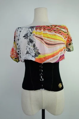 JUST CAVALLI TOP MAGLIA MAGLIETTA DONNA 44 T-SHIRT WOMAN ITALY VINTAGE BUSTINO - Imagen 1 de 4