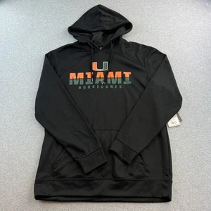 Miami Hurricanes Hoodie Mens Large Black Long Sleeve Logo Football Sweater Adult - Picture 1 of 12