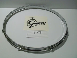 Gretsch EE. UU. Caja Tambor Aro 16" 8 Agujeros Lado de la Batería Cromo Die Cast Nuevo de Lote Antiguo - Imagen 1 de 3