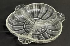 Vintage Hazel Atlas 3 Section Divided Relish Dish Rib Pattern With Fan Handles