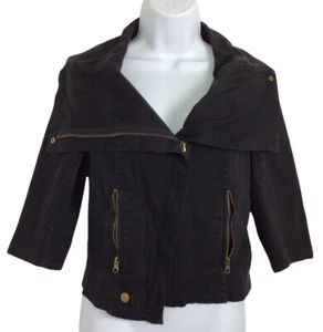 Chaqueta de motocicleta negra TCEC talla S con cremallera completa bolsillos 3/4 mangas cuello plegable - Imagen 1 de 7
