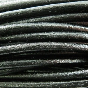 Handmade Leather Cord - Necklaces, Bracelets, Beading - 3mm Black (5 Meters) - Picture 1 of 2
