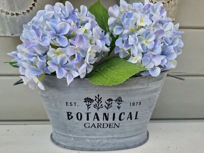 Zinktopf mit Griffen Blumentopf Metall Botanic Garden Shabby Vintage 29x18x14 cm - Bild 1 von 4