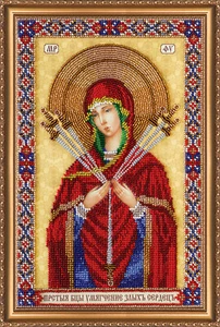 Bead Embroidery Kit "Icon of the Mother of «Seven Arrows»" size 7.5"x11.4" / - Picture 1 of 5