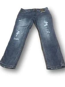 Boys Distressed Skinny Mid-Rise Jeans - art class Dark Wash 18 - Picture 1 of 2