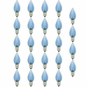 24 Pack Sunlite LED C9 0.4W Blue Colored Decorative Chandelier Light Bulbs - Picture 1 of 2