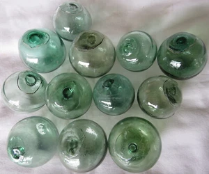 Japanese Blown Glass Fishing FLOATS 2" Shades: SEA GREEN (12) Maritime Relics - Picture 1 of 10