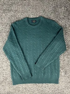 CLUB ROOM Maglione Cashmere Uomo Grande Verde Foresta Scuro 2 Strati Maglia Cavo - Foto 1 di 8
