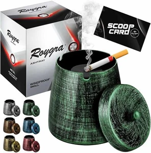 Ashtray Lid Windproof Smokeless Odorless Metal Tabletop Balcony Decoration Small - Picture 1 of 6
