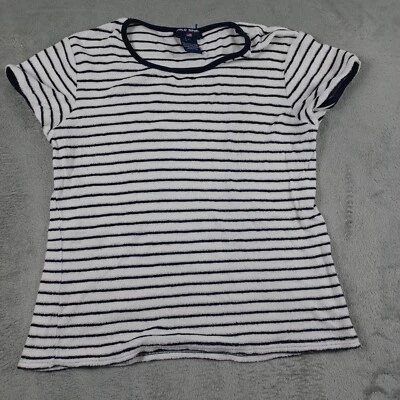 Top Polo deportivo Ralph Lauren vintage para mujer grande blanco a rayas tela de rizo Foto 1 de 4