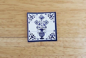 Dollhouse Miniature Wall "Tiles" Embossed Paper Delft Flower Kitchen 1:12 Scale - Picture 1 of 2