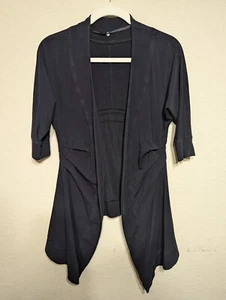 Lululemon Namaste Wrap Cardigan Open Front Short Sleeve 4 Black - Picture 1 of 4