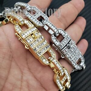 Men's Hip Hop Full Iced 18mm 18" Thick Crystal Marina Link Choker Chain Necklace
