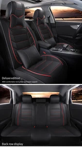Universal 5 Seat Covers Auto Truck SUV Front & Rear Leather Full Set Protectors - Picture 1 of 48