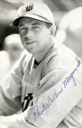 Chet Morgan autographed vintage Detroit Tigers Rowe postcard - Image 1 of 1