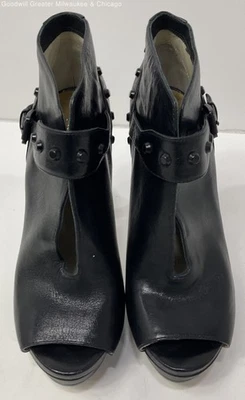Michael Kors BLack Leather Stud Ankle Buckle 5.5" Stiletto Heels Women's SZ 8 - Image 1 of 4