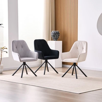 Samt 360° 2er set Drehbar Esszimmerstuhl mit Armlehne gepolsterte Sitzfläche - Bild 1 von 4