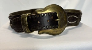 NANNI Vintage Western Style Brown Leather Western Glam RARE 80s/90s Rhinestone - Picture 1 of 10
